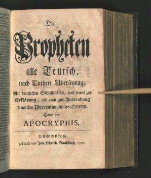 Die Propheten alle Teutsch nach Lutheri Ubersetzung