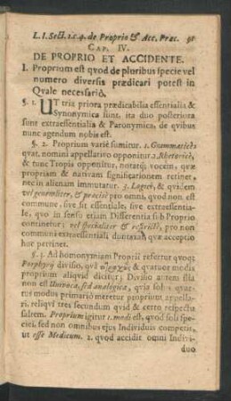 Cap. IV. De Proprio Et Accidente.
