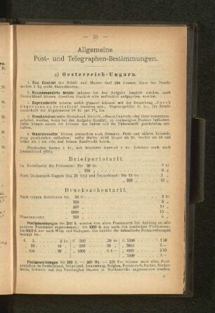 Allgemeine Post- und Telegraphen-Bestimmungen.