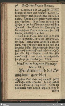 Am Dritten Advents Sontage. Matth. XI, 5