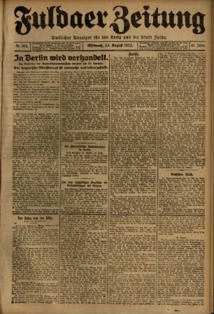 Ausgabe vom Mittwoch, den 23. August 1922.