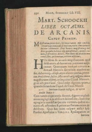 Liber Octavus. De Arcanis.