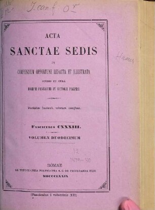 Acta Sanctae Sedis : in compendium opportune redacta et illustrata. 12, 12. 1879