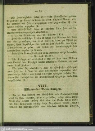 VIII. Allgemeine Bemerkungen