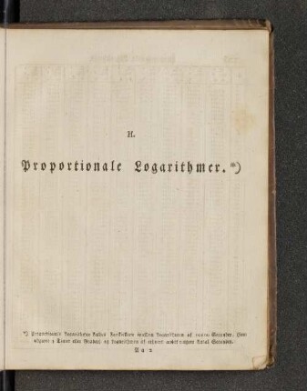 II. Proportionale Logarithmer. *)