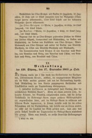 XX. Verhandlung der 126. Sitzung, den 27. September 1863 zu Oels