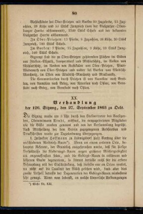 XX. Verhandlung der 126. Sitzung, den 27. September 1863 zu Oels
