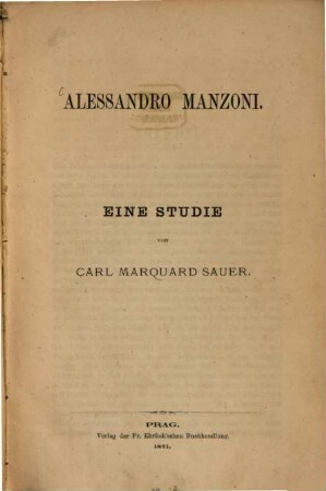 Alessandro Manzoni : Eine Studie