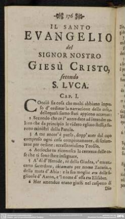 Il Santo Evangelio del Signor Nostro Giesù Cristo, secondo S. Luca