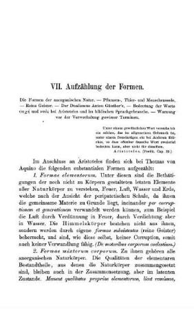 VII. Aufzählung der Formen.
