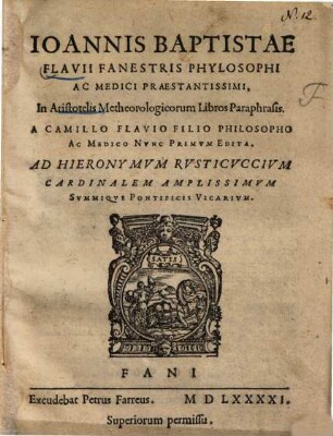 In Aristotelis Metheorologicorum libros paraphrasis