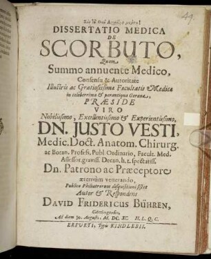 Dissertatio Medica De Scorbuto