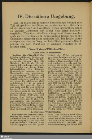 IV. Die nähere Umgebung