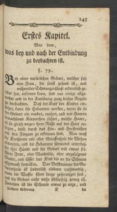 Erstes Kapitel. Von dem, was bey und nach der Entbindung zu beobachten ist