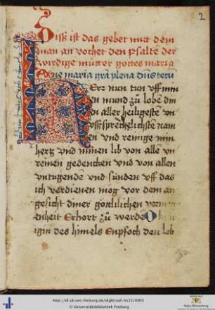 [2r - 118v] Psalterium Maius BMV, deutsch. "Disß ist das gebet mitt dem man anvochet den psalter...".