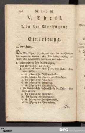V. Theil. Von der Wortfuegung