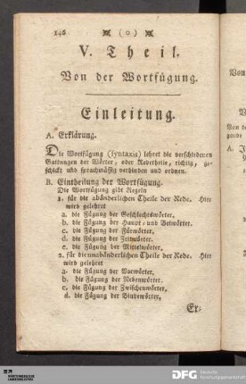 V. Theil. Von der Wortfuegung