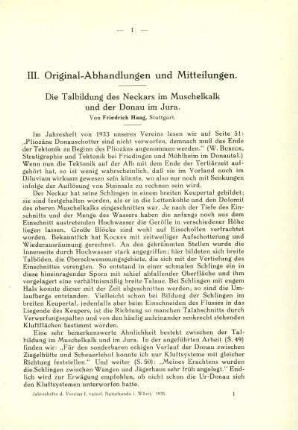 Die Talbildung des Neckars im Muschelkalk und der Donau im Jura