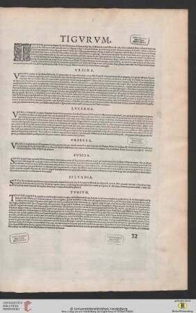 Tigurm (Zürich) / Ursina (Bern) / Lucerna (Luzern) / Ursella (Uri) / Svicia (Schwyz) / Sylvania (Unterwalden) / Tugium (Zug) / Glarona (Glarus) / Basilea (Basel) / Friburgum (Friburg) / Soluturum (Solothurn) / Schaphusia (Schaffhausen) / Appenzella (Appenzell)