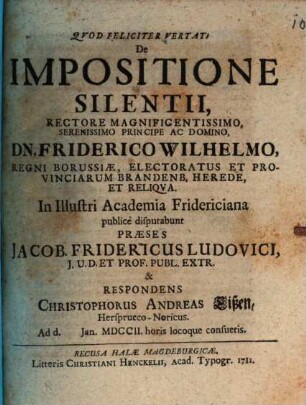 De Impositione Silentii