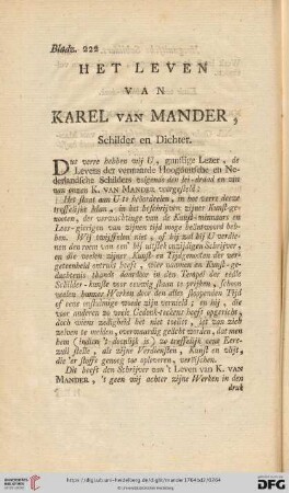 Het Leven van Karel van Mander, Schilder en Dichter