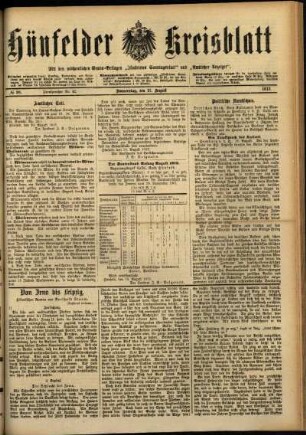 Ausgabe vom Donnerstag, den 21. August 1913.