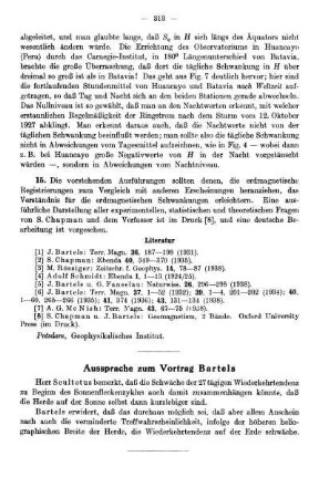 Aussprache zum Vortrag Bartels