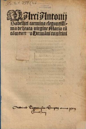 Carmina elegantissima de beata virgine Maria