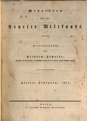 Miszellen für die neueste Weltkunde. 5. 1811