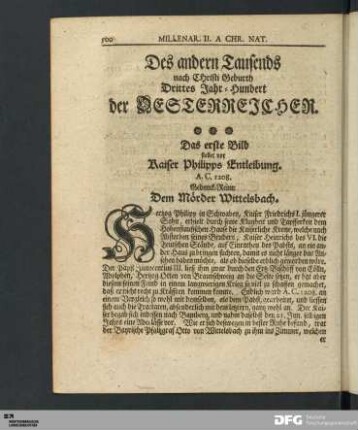 Des andern Tausends nach Christi Geburth Drittes Jahr-Hundert der OESTERREICHER.