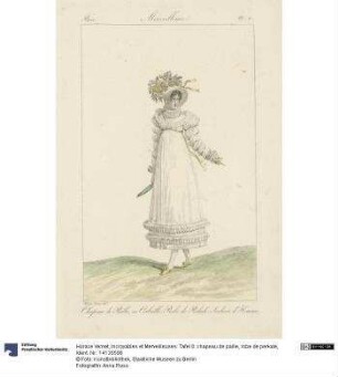 Incroyables et Merveilleuses: Tafel 8: chapeau de paille, robe de perkale