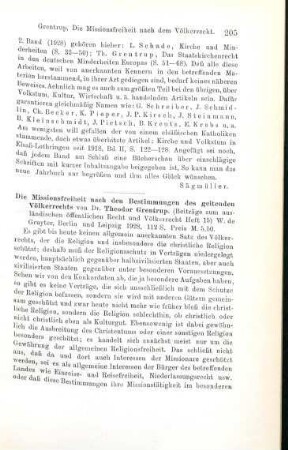 205-206 [Rezension] Grentrup, Theodor, Die Missionsfreiheit