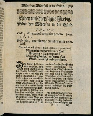 819-836, Siben und dreyßigste Predig. Wider den Widerfall in die Sünd