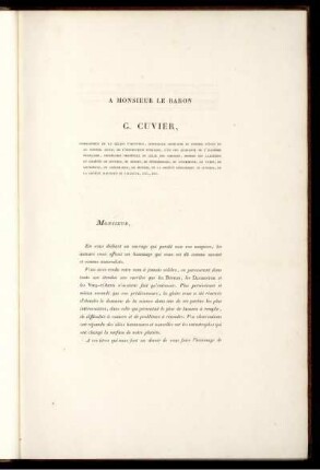 A Monsieur Le Barok G. Cuvier.