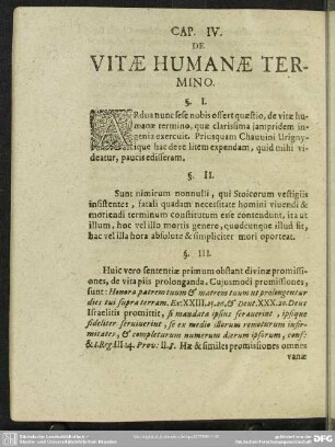Cap. IV. De Vitae Humanae Termino