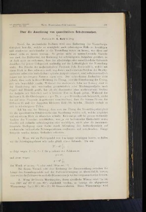 Über die Anordnung von quantitativen Schulversuchen.