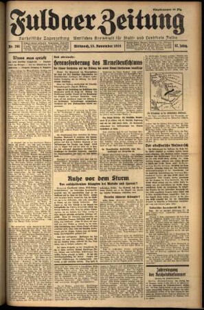 Erste Ausgabe vom Mittwoch, den 13. November 1935.