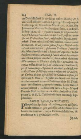 Pars II. Epistolae seu Propositio.