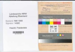 Entnazifizierung Friederieke Haardt, geb. 16.02.1911 ()