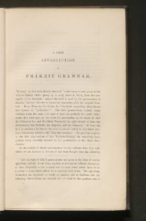 A Short Introduktion to Prakrit Grammar.