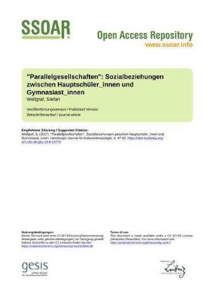 "Parallelgesellschaften": Sozialbeziehungen zwischen Hauptschüler_innen und Gymnasiast_innen