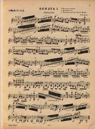 Sonate für Violine solo : von F. W. Rust. Für Violine u. Pianoforte bearb. von Ferd. David