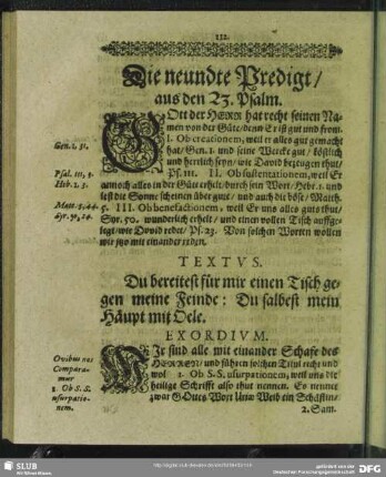 Die neundte Predigt, aus den 23. Psalm