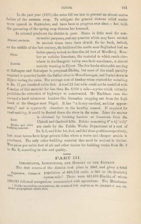Part III. Inhabitants, institutions, and histroy in the district