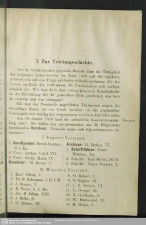 I. Zur Vereinsgeschichte