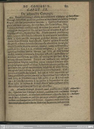 Caput IX. De adjunctis Conjugii