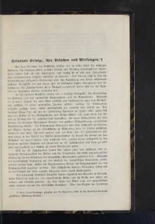 Koloniale Erfolge, ihre Ursachen und Wirkungen.