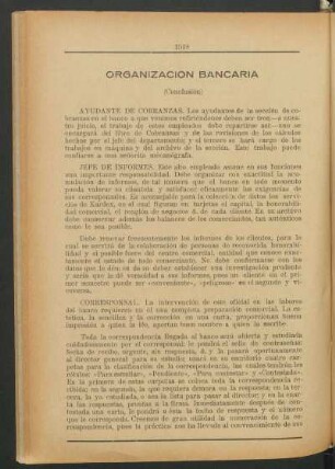 Organización bancaria - (Conclusión)