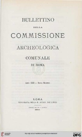 13: Bullettino della Commissione Archeologica Comunale di Roma