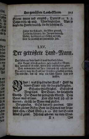 LXV. Der getröstete Land-Mann. - LXXI. Der stindlich-klagende Hauß-Vatter.